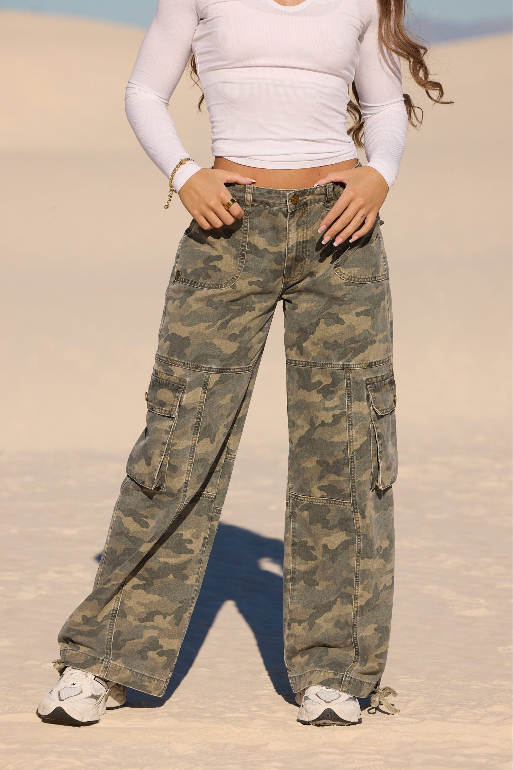 W2132 - Camo Straight Cargo Jeans